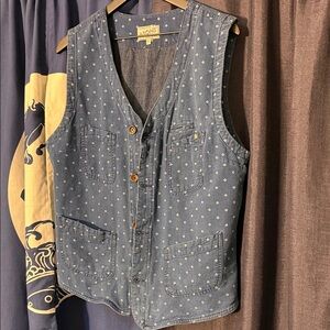 & Sons Denim Diamond Print Vest in Blue